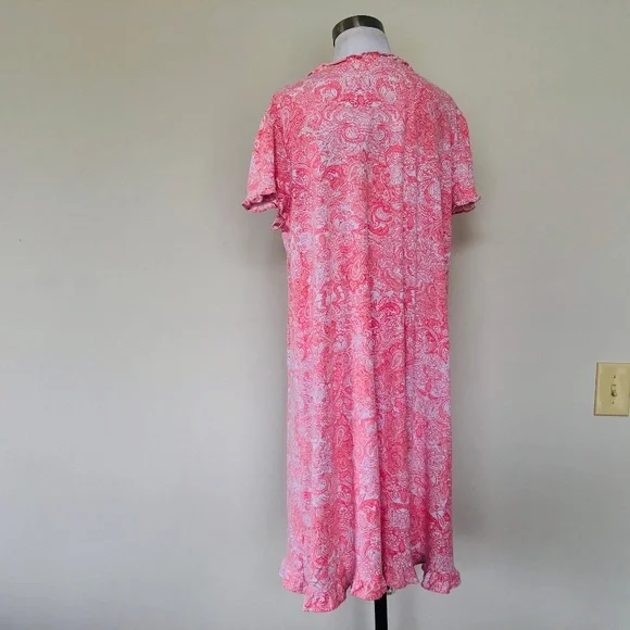 Coral Paisley Floral XL Nightgown SECRET TREASURES Ruffle Scoop Neck and Hem - Picture 5 of 9